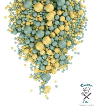ДРАЖЕ ЗЕРНОВОЕ в цветной кондитерской глазури "желтое, изумруд" №239, 50 гр