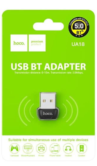 6931474762399	 Bluetooth адаптер USB Hoco UA18, BT v5.0