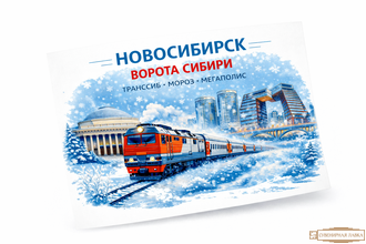 Открытка  10-15 см Новосибирск с достопримечательностями оперный театр