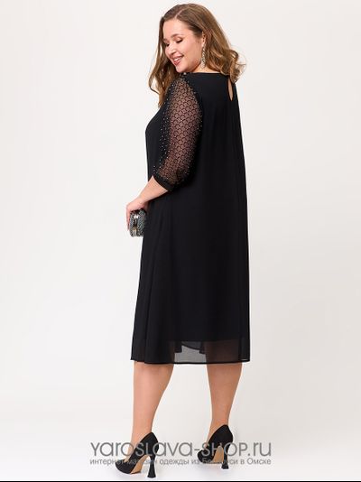 Эффектное шифоновое женское платье А–силуэта