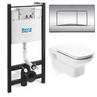 Комплект Roca Dama senso подвесной унитаз + инсталляция + кнопка