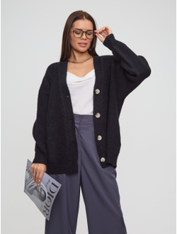 Вязаный удлиненный кардиган оверсайз на пуговицах