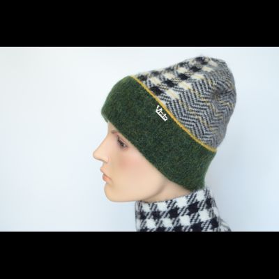 Вязаная шапка в клетку с зеленым отворотом Vizio Италия 8076 CRYO фото