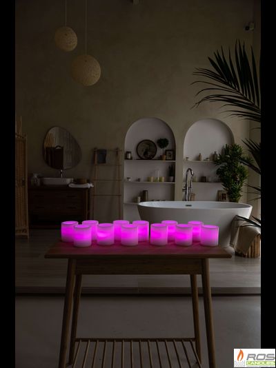 Набор LED свечей с парафиновыми плафонами (9,2*10см - 12шт), &quot;Цветной&quot;