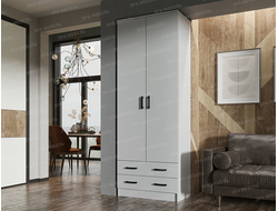 ЛДСП Шкаф ДУЭТ платяной Белый гладкий