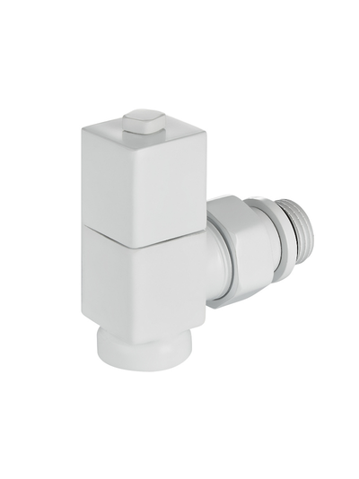 Набор дизайн-вентилей Royal Thermo CUBE, угловой (белый) 1/2"