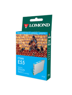 Картридж для принтера Epson, Lomonnd E55 Cyan, Голубой, 17мл, Водорастворимые чернила
