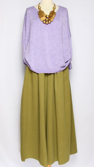 ДЖЕМПЕР-ПУЛОВЕР "КИМОНО ЛЮРЕКС "длинный рукав лаванда, чайная роза  р.50-56