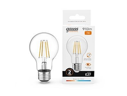 Лампа светодиодная Gauss Elementary Filament ЛОН А60 Е27 11W(910lm) 2700К 105х60  прозр, стекло, нитевид 22211