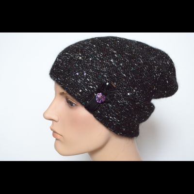 Черная меланжевая шапка с украшением Vizio Италия 6926 CL и шарф