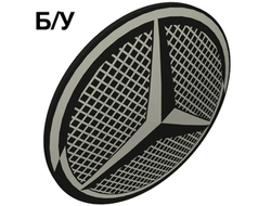 ! Б/У - Minifigure, Shield Circular Convex Face with Silver Grille and Mercedes-Benz Logo Pattern, Black (75902pb19 / 6369390) - Б/У