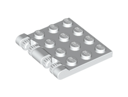 Hinge Plate 3 x 4 Locking Dual 2 Fingers, 9 Teeth, White (44570 / 4194558 / 4261694)