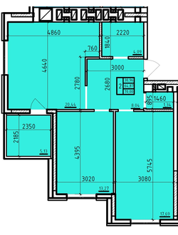 Двухкомнатная 70.00 кв.м. ЦЕНА: