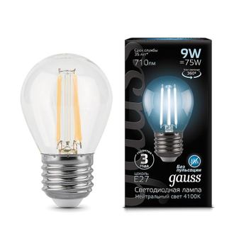 Лампа светодиодная Gauss LED Filament Шар E27 9Вт 710Лм 4100K (105802209)