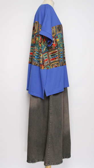 Футболка "КИМОНО МЕКСИКА" синяя до р.56