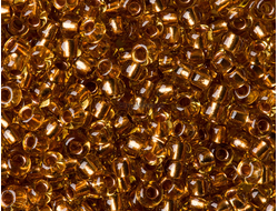 БИСЕР PRECIOSA 10/0 - 50г - 19020 ПРОЗРАЧНЫЙ С СЕРЕБРЯНОЙ ЛИНИЕЙ ВНУТРИ ТЕМНО-ПЕСОЧНЫЙ (ОГОНЁК)