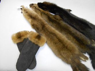Варежки, рукавицы женские замшевые лилия натуральный мех соболь зимние коричневые арт. Взс-014