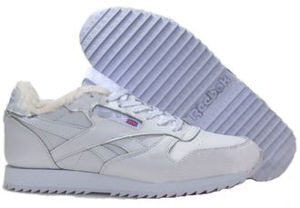 Кроссовки Reebok Classic белые низкие с мехом