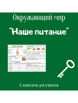 Рабочий лист. 3 класс. "Наше питание"