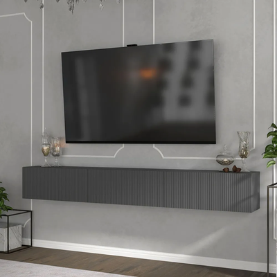 Инфинити тумба под ТВ подвесная 1800 мм Графит / мдф Эйфория QR-17