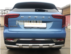 Защита заднего бампера двойная с перемычками d60/42 для Haval Jolion 2021-