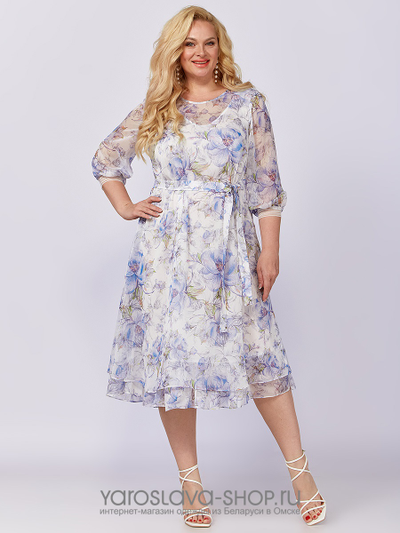 Шифоновое женское платье с цветочным принтом