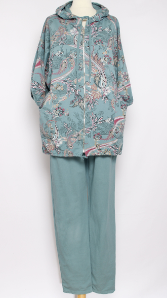 КОСТЮМ ХУДИ И БРЮКИ "МОЛНИЯ ВЬЮН" бирюзовый до 56р.