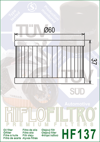 Масляный фильтр HIFLO FILTRO HF137 для Suzuki (16510-37440, 16510-37450) // CCM Motorcycle // Sachs Motorcycle