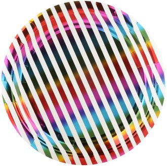 Тарелки (7''/18 см) Радужные полосы, Голография, 6 шт.