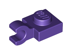 Plate, Modified 1 x 1 with Open O Clip Horizontal Grip, Dark Purple (61252 / 6173790 / 6347297)