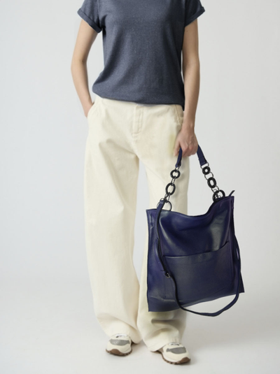 (АРТИКУЛ: 10101/1) СУМКА ЖЕНСКАЯ, БОЛЬШАЯ, НАТУРАЛЬНАЯ КОЖА, ТЕМНО-СИНЯЯ, ЧЕРЕЗ ПЛЕЧО