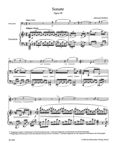 Brahms Sonata F-dur for Violoncello and Piano op.99