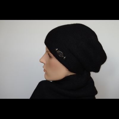 Черный берет вязаный из альпака Vizio Италия 5122