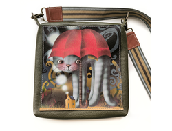 Сумка кросс-боди "Котик под зонтиком"