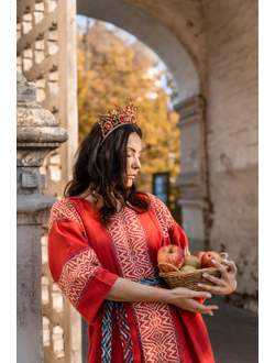 Платье "Красный Рассвет" ручное ткачество