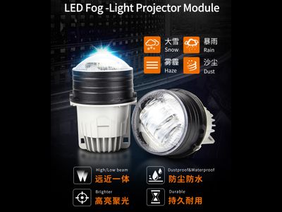 Противотуманные фары Aozoom с режимом ДХО (герметичные) 3 цвета в одном (комплект, 2шт)