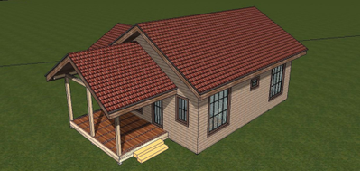 Одноэтажный каркасный дом с двумя спальнями 58м² (SK90)