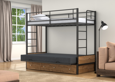 Двухъярусная кровать-диван Дакар 1 Черный (вставки дуб крафт табак) фото 5