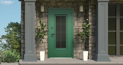 Стальная дверь   Олимп с окном и английской решеткой (терморазрыв 3к)