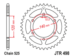 Звезда ведомая (44 зуб.) RK B5624-44 (Аналог: JTR498.44) для мотоциклов Kawasaki, Suzuki
