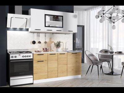 Кухня Хозяюшка 1,5 ЛДСП Вотан/Белый (ЭРА)