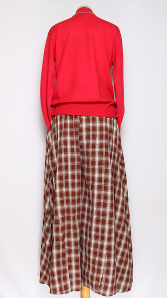 ЮБКА-БРЮКИ "КЛЕТКА" вишневая, бежевая до р.54