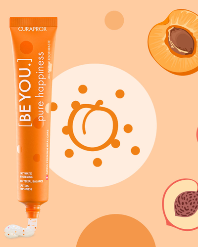 Зубная паста "BE YOU" Чистое счастье со вкусом персика и абрикоса, Curaprox, 60 мл. (Оранжевая)