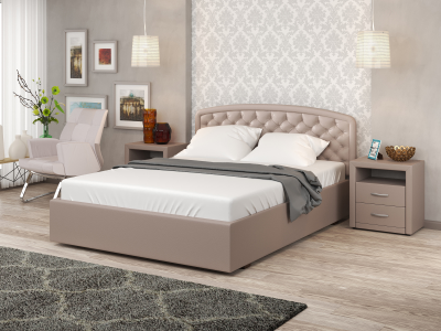 Кровать двуспальная MyCloud Вега с подъемным механизмом, бельевым ящиком, мягкое изголовье