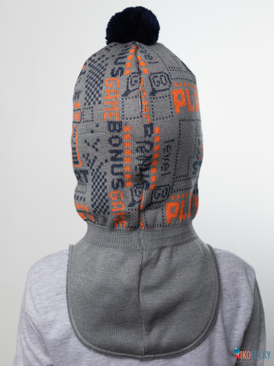 Шапка-шлем  21202-06, цвет темно-серый, оранжевый, р. 52-54