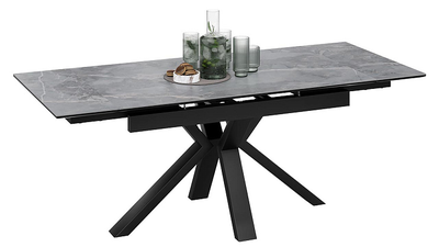 Стол обеденный Дерби Тип 1 Черный муар/Керамика матовая серый мрамор