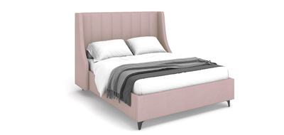 Двуспальная полутороспальная мягкая кровать Жаклин Ривалли (Rivalli), в съемных чехлах, на высоких металлических ножках, под робот-пылесос