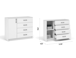 Спальня ЧИКАГО - Комод 1д4ящ Белый