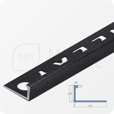 Профиль L-образный алюминиевый 10 мм. NEEXY PV02-42 SBL Муар черный 2.7 м.