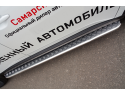 Пороги труба d42 с листом (вариант 1)(1500-1800мм) MITSUBISHI OUTLANDER 2014-2015